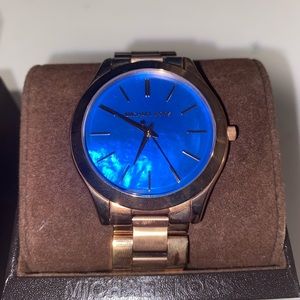Michael Kors Blue Face Rose Gold Watch